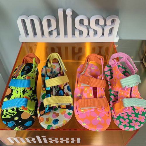 Melissa children's shoes 2024 new Melissa children's sandals flat Velcro canvas boys and girls jelly shoes
