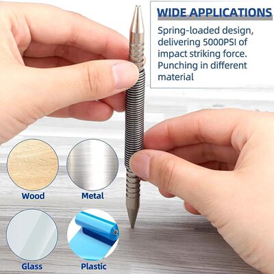 一件代发  弹簧双头钉子冲套装孔打孔弹簧加载标记金属木工钻头门|ms