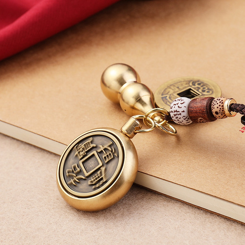 Brass gourd pendant eight zodiac patron saints keychain chain accessories five emperors wallet bag pendant manufacturer wholesale