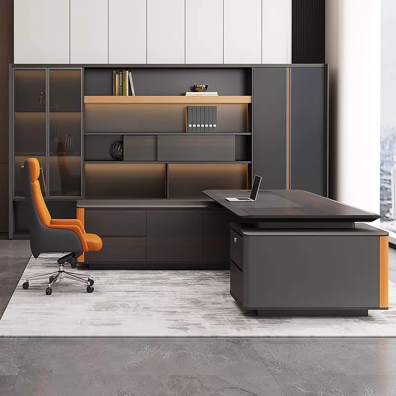 高级感轻奢简约老板桌办公桌椅组合现代总裁领导办公室家具大班台