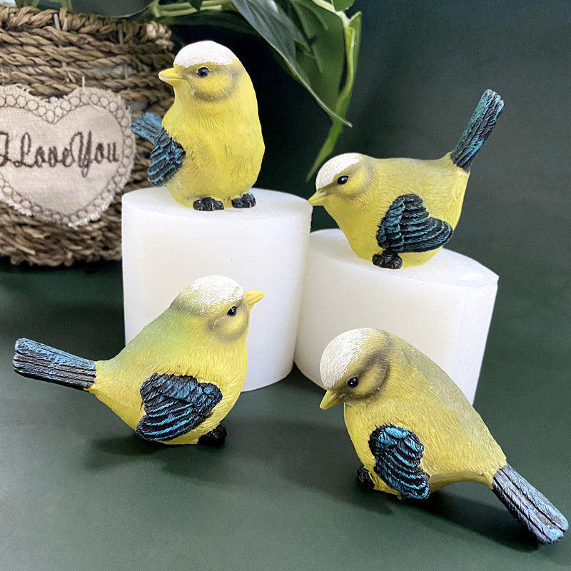 En línea celebridad pájaro gorrión pequeño Cuco decoración molde de silicona resina yeso 3D tridimensional loro hecho a mano molde de silicona