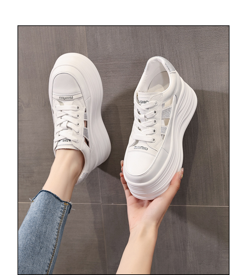 Giày sneaker nữ đế dày chunky khoét lỗ phối trắng dễ thương — Màu trắng chi tiết 14