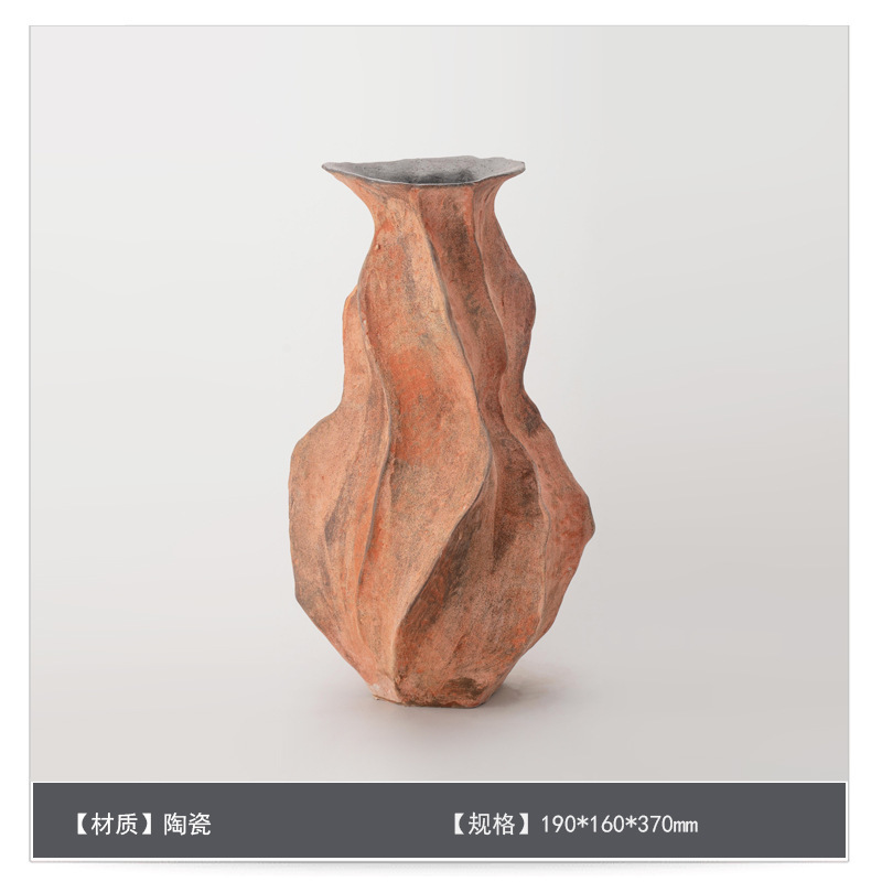 侘寂中古风星点陶瓷花瓶高级感桌面家居软装插花器复古装饰品摆件|undefined
