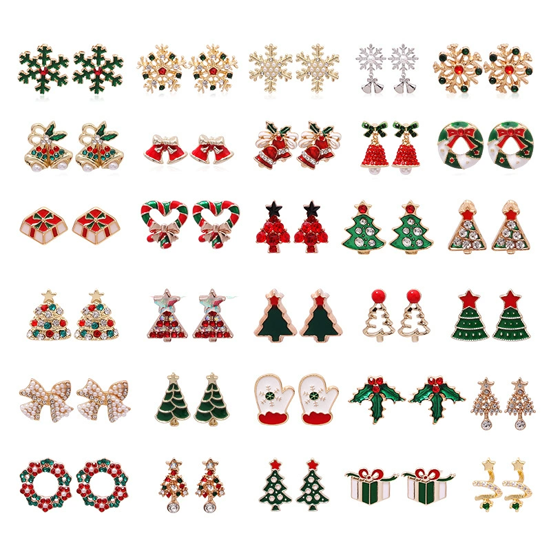  christmas fashionable sophisticated earrings, small bell, european style, with snowflakes