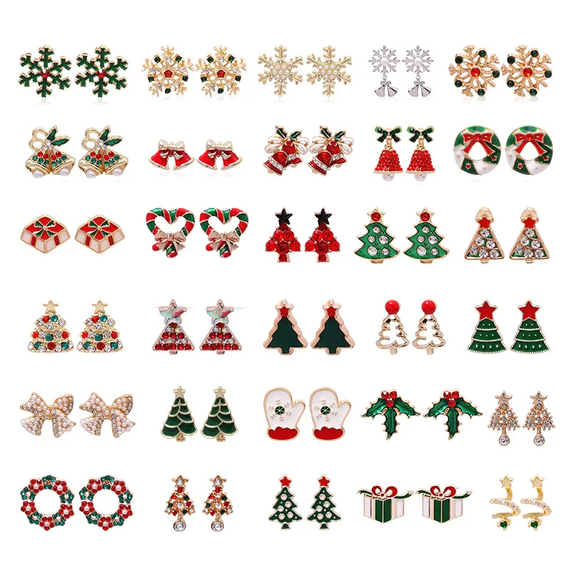 christmas fashionable sophisticated earrings, small bell, european style, with snowflakes