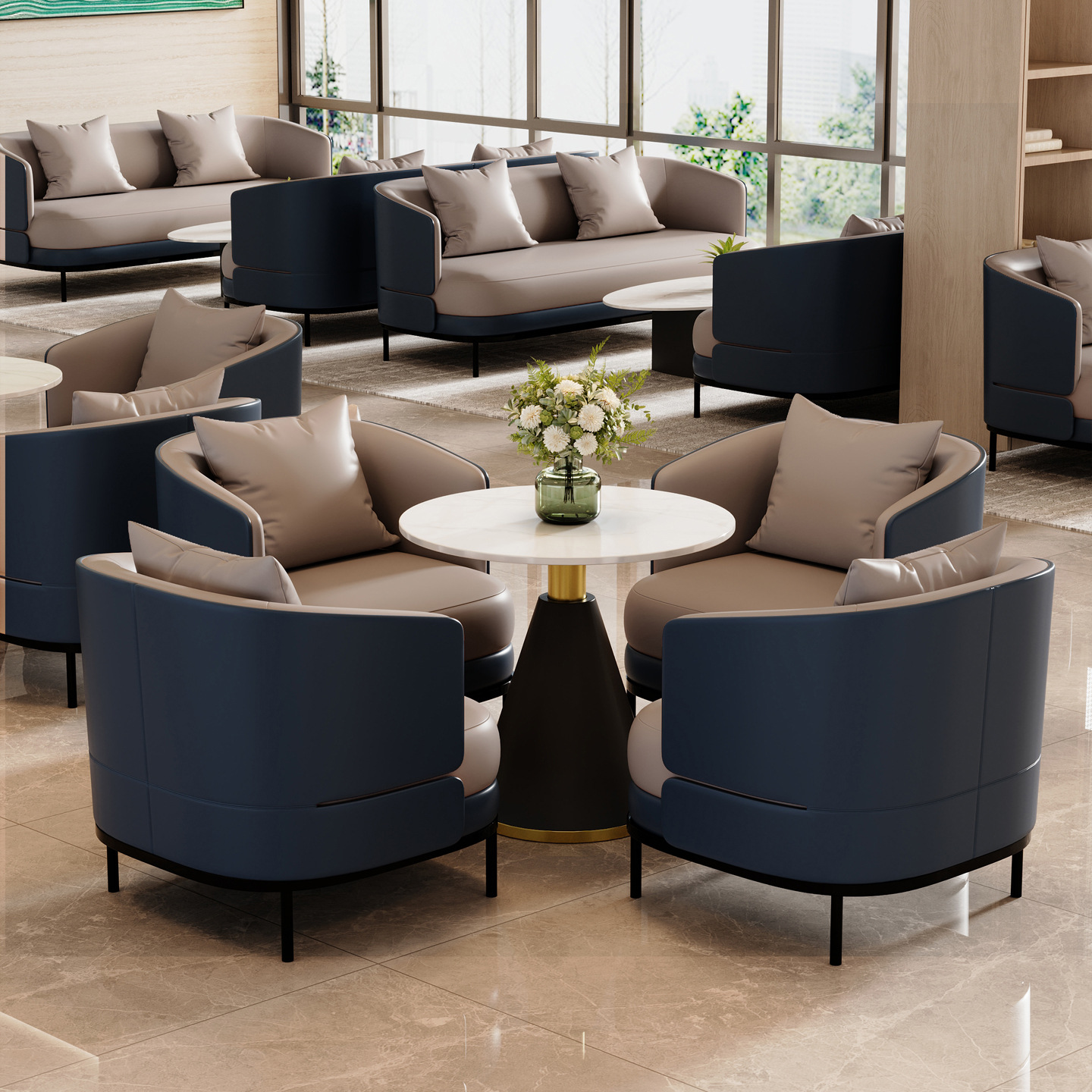 Hotel Leisure Negotiation Table and Chair Combination Sales Office Reception Lounge Reception Sofa Chair Light Luxury Reception Small Sofa