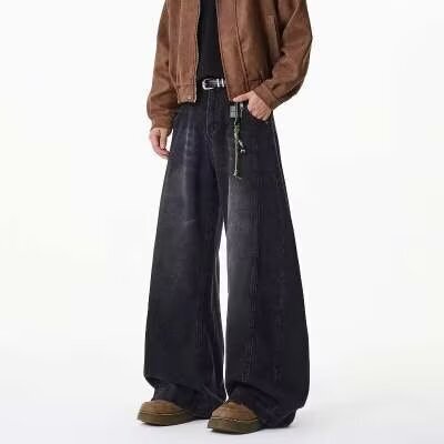 American High Street Fashion Straight-Leg Jeans for Men, Spring and Autumn Design, Trendy Brand, Stylish and Cool, High-Waisted Workwear Pants American High Street Fashion Straight-Leg Jeans for Men, Spring and Autumn Design, Trendy Brand, Stylish and Cool, High-Waisted Workwear Pants