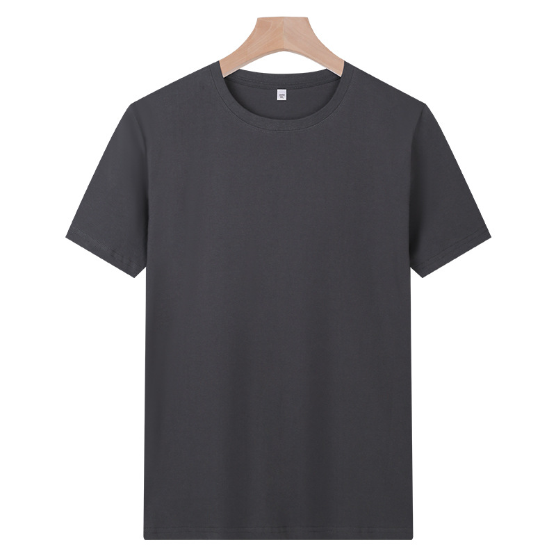 ¡El peso! Camiseta de algodón largo peinado 180g de verano casual hombre y mujer de manga corta de color sólido media manga