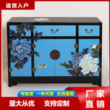 扬州漆器厂厂家销售彩绘漆艺双门收纳柜玄关柜 制作尺寸中式玄关