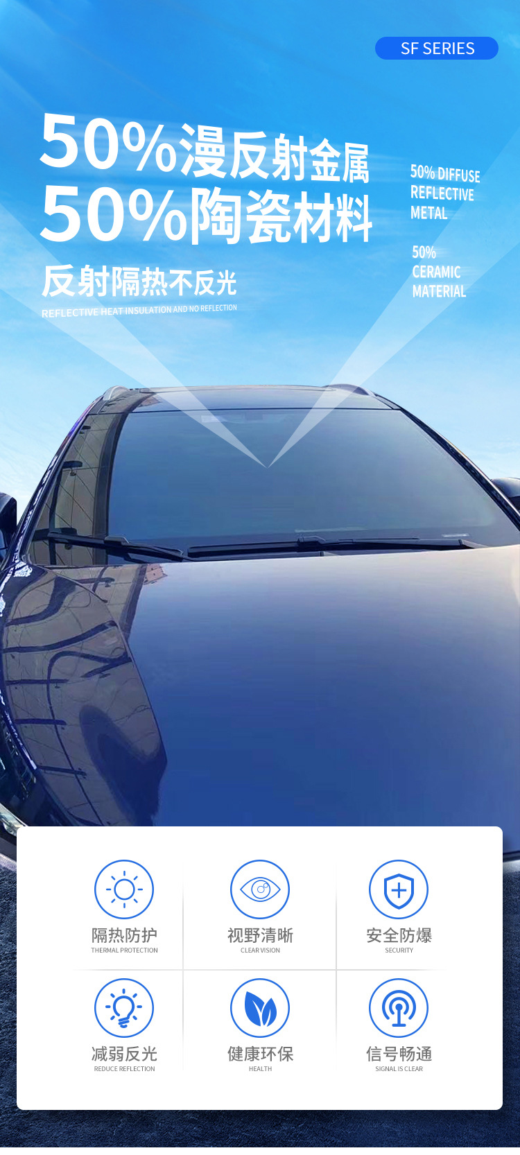 High thermal insulation automobile solar film constant color high thermal insulation heat reflection UV99 thermal insulation full anti-ultraviolet film whole roll