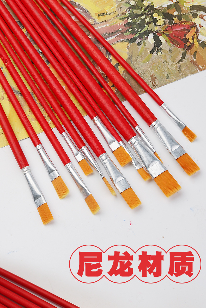 Cross-border wholesale nylon gouache watercolor paint brush oil paint brush set red handle blue handle black handle acrylic paint brush