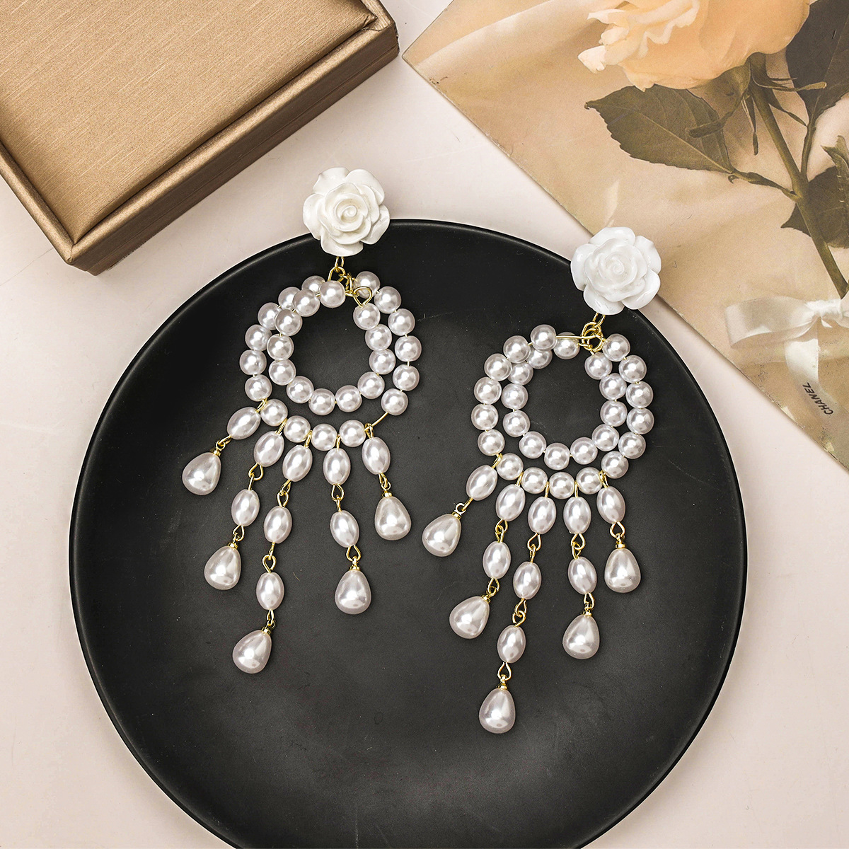 Pendientes de perlas con borlas de súper hadas Pendientes de aguja de plata 925 Pendientes de alta gama de moda coreana nueva mujer