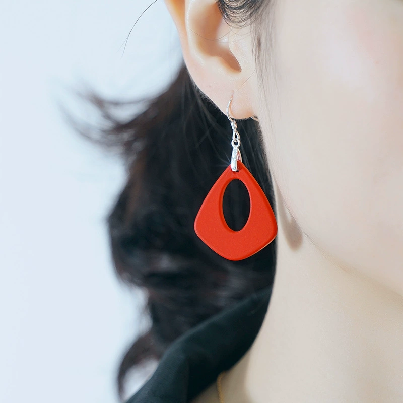 Red oolong tea Da Hong Pao, festive earrings, Chinese style, silver 925 sample