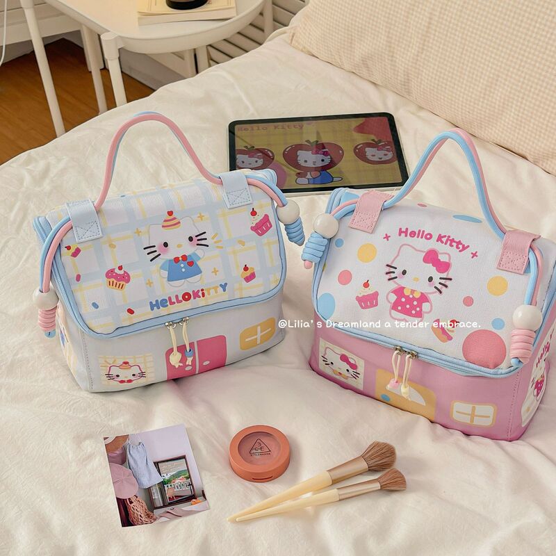 Kitty Cosmetic Bag, Cute, Portable, Large-Capacity, Waterproof, Travel Cosmetics, Partitioned Storage, Toiletry Bag for Women