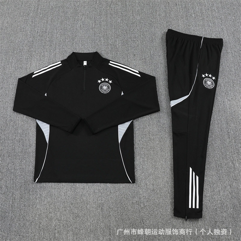 德国队半拉链长袖训练服球衣英格兰葡萄牙冬季训练足球服皇马|undefined