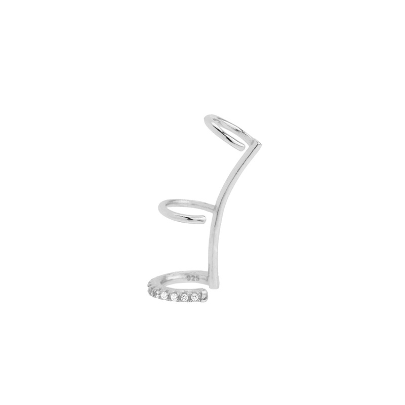 Plating, Inlay Design 1 Piece 925 Sterling Silver Zircon Geometric Ear Cuffs