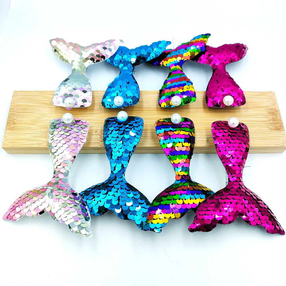 Fish Scale Sequin Hairpin Children Cartoon Mermaid Tail Duckbill Clip Pearl Hair Accessories display picture 2