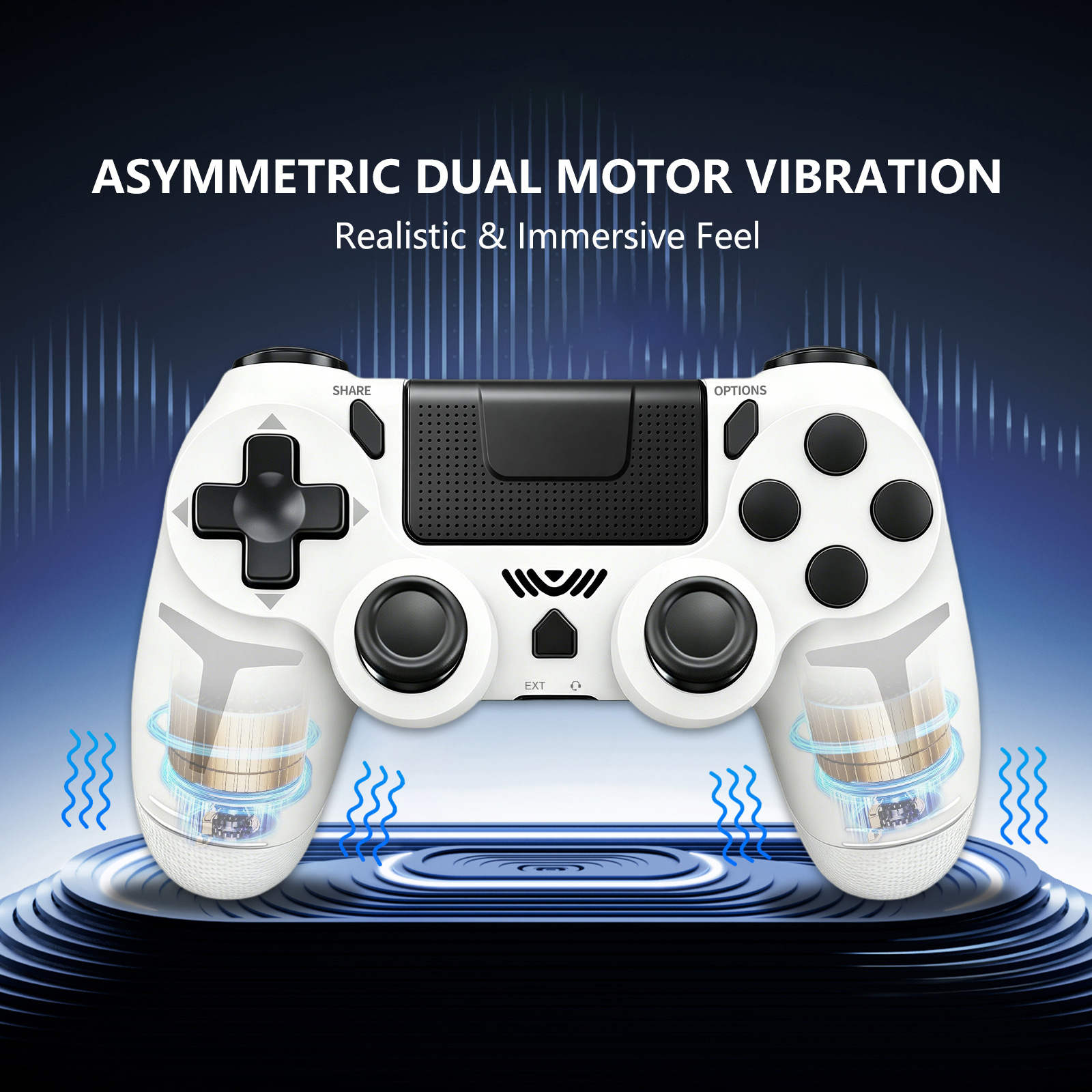 Control inalámbrico Bluetooth para videojuegos PS4 de ABS con doble vibración, giroscopio de seis ejes para PS4 y PC Steam
