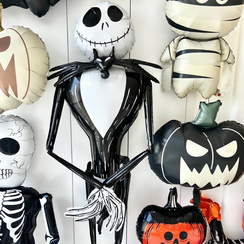 Atmósfera transfronteriza Halloween gigantesco de pie base de globo calabaza esqueleto demonio centro comercial bar café diseño