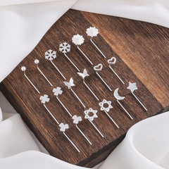 s925耳飾7字簡約耳釘小眾設計高級感新款潮氣質百搭ins風耳飾批發