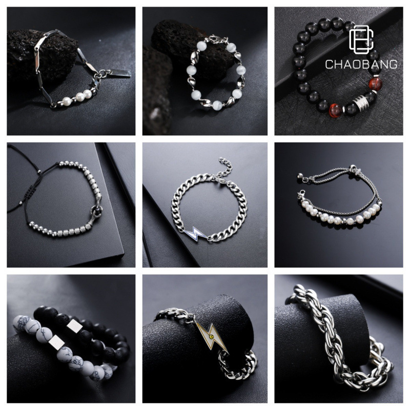 Bracelet for Men, Titanium Steel, Non-Fading, Hip-Hop Trendy Jewelry, High-End Versatile Hand Accessory for Women, Simple and Unique Retro Jewelry