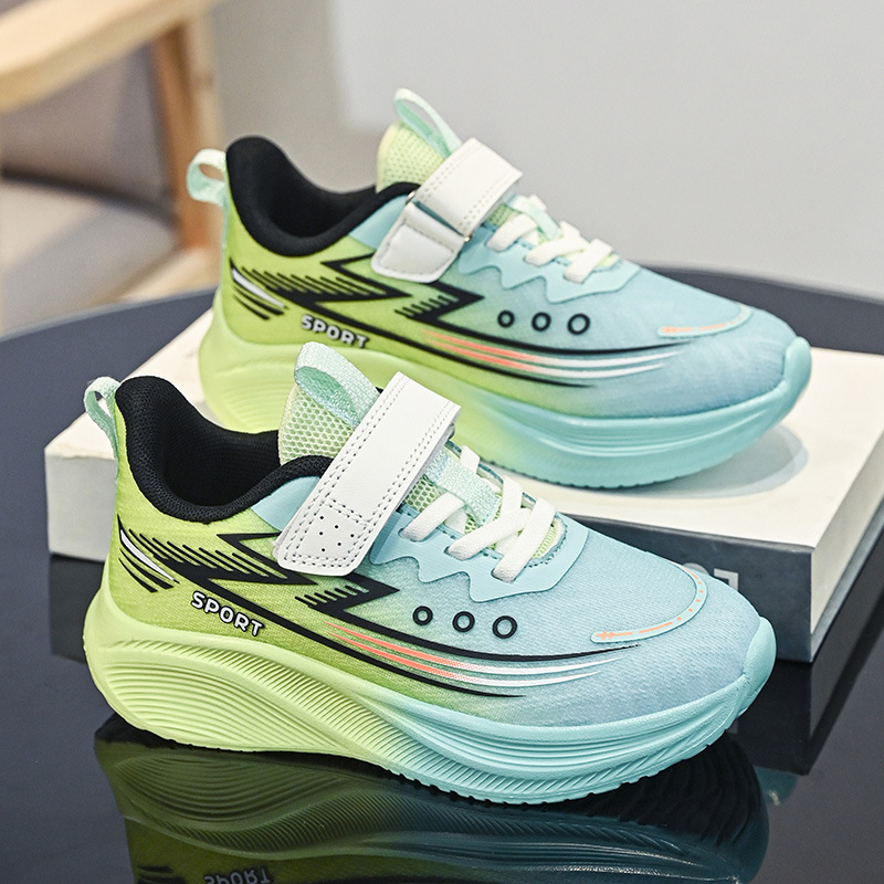 Calzado deportivo para niños Otoño nuevo estilo malla transpirable zapatos para correr niños y niñas estudiantes zapatos para correr profesionales ocio todo fósforo