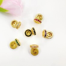 强保色18k金色饰品配件红绿锆石隔珠车轮珠DIY手串链隔片串珠材料