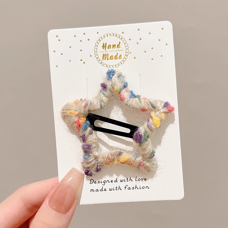 Pinzas para el pelo con estrellas de puntos de colores tejidas 2025 nuevo modelo de alta gama pinza para flequillo y laterales accesorio para el cabello