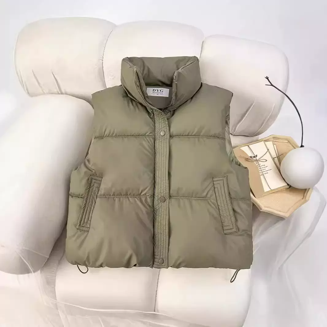 羽绒棉服马甲女2025秋冬新款韩版宽松棉坎肩立领纯色棉服背心外套