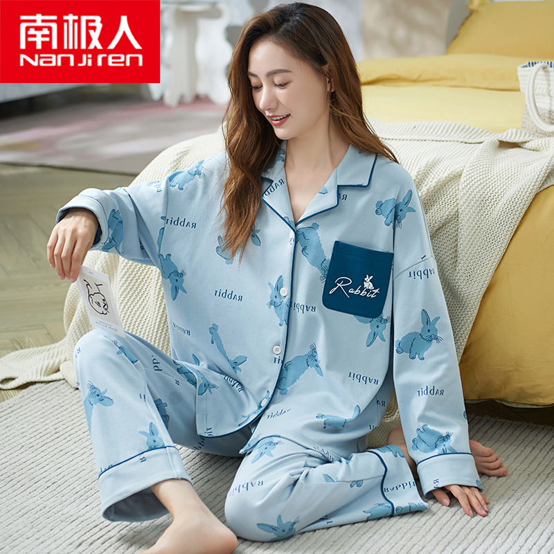 Pijamas de algodón las mujeres primavera y otoño 2022 nueva manga larga delgada más tamaño homewear