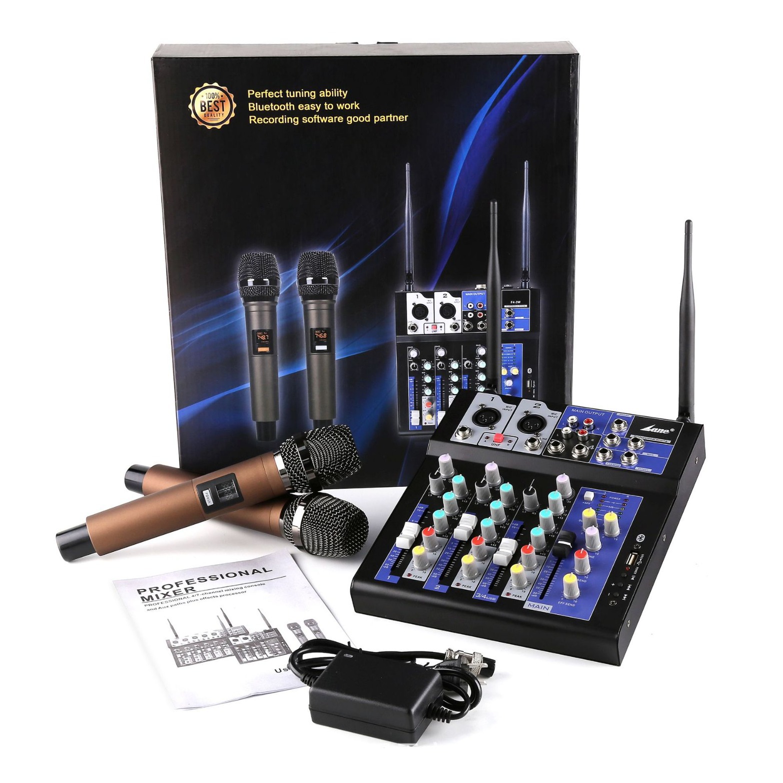 lane莱茵 F4—2W 调音台 2路带混响USB 舞台演出K歌调音台