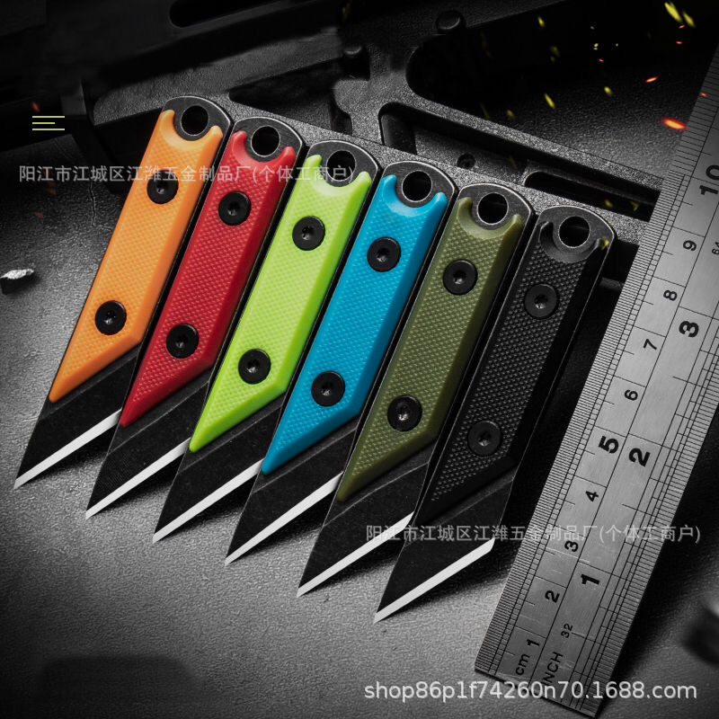 跨境户外迷你介刀随身钥匙扣项链挂刀快递刀EDC露营美工刀小直刀
