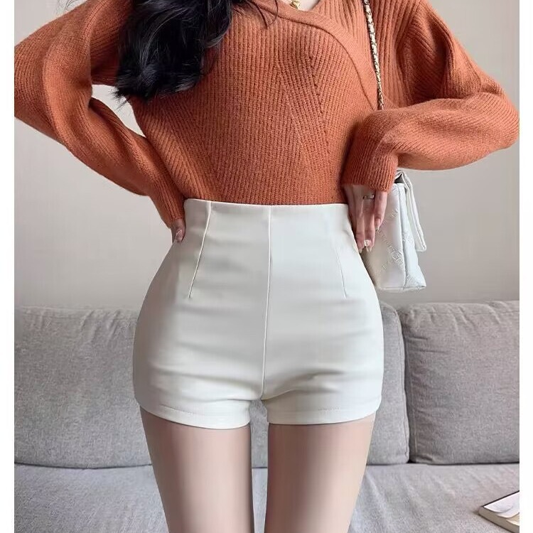 New Women's Leather Shorts High Waist Slimming PU Leather Hip Tight Ultra Short Sexy Hot Pants All-match Base Boots Pants