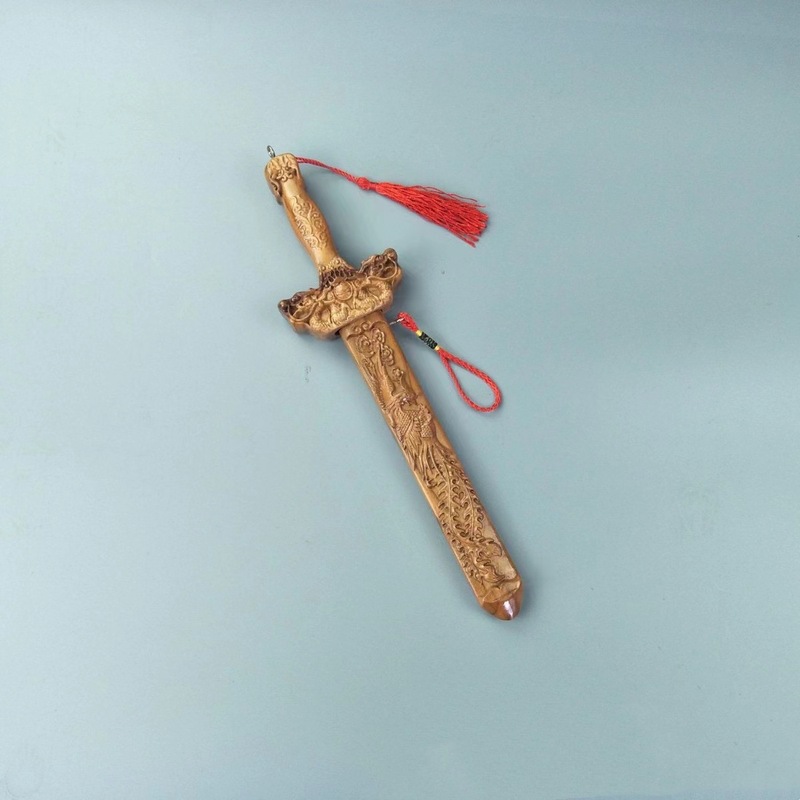 肥城桃木剑 桃木斧头 景区 地摊工艺品 桃木剑 雕刻木质桃木拐杖|undefined