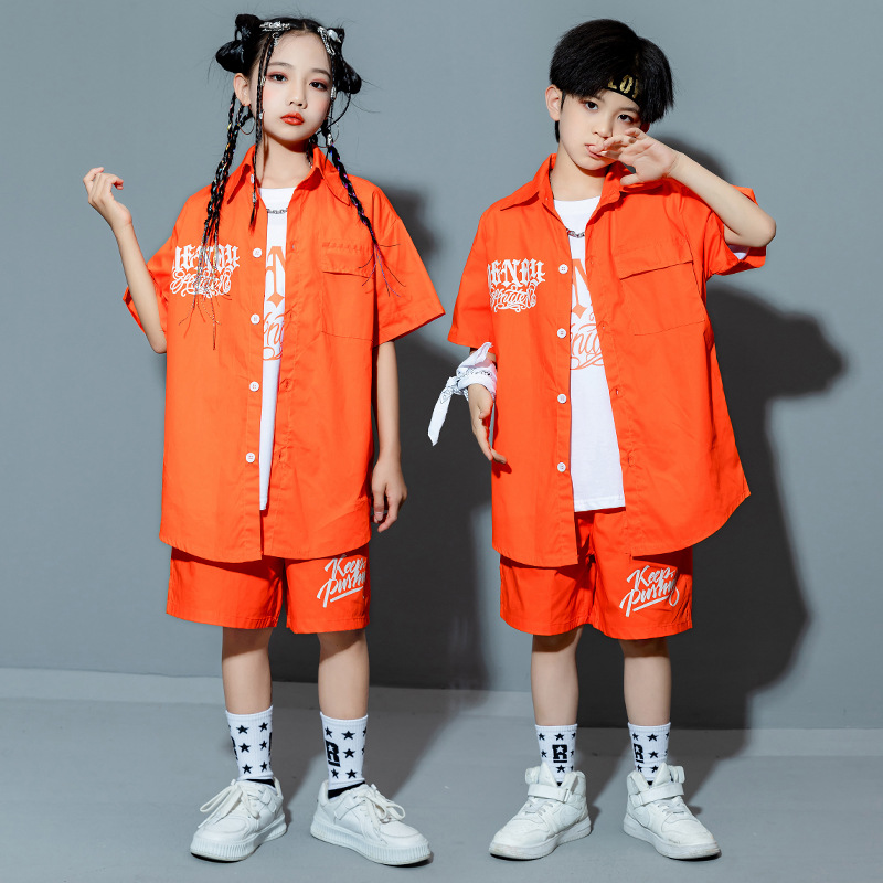 Teenagers hip-hop trendy clothing drum set performance clothing hiphop children's hip-hop clothing performance clothing handsome fried Street