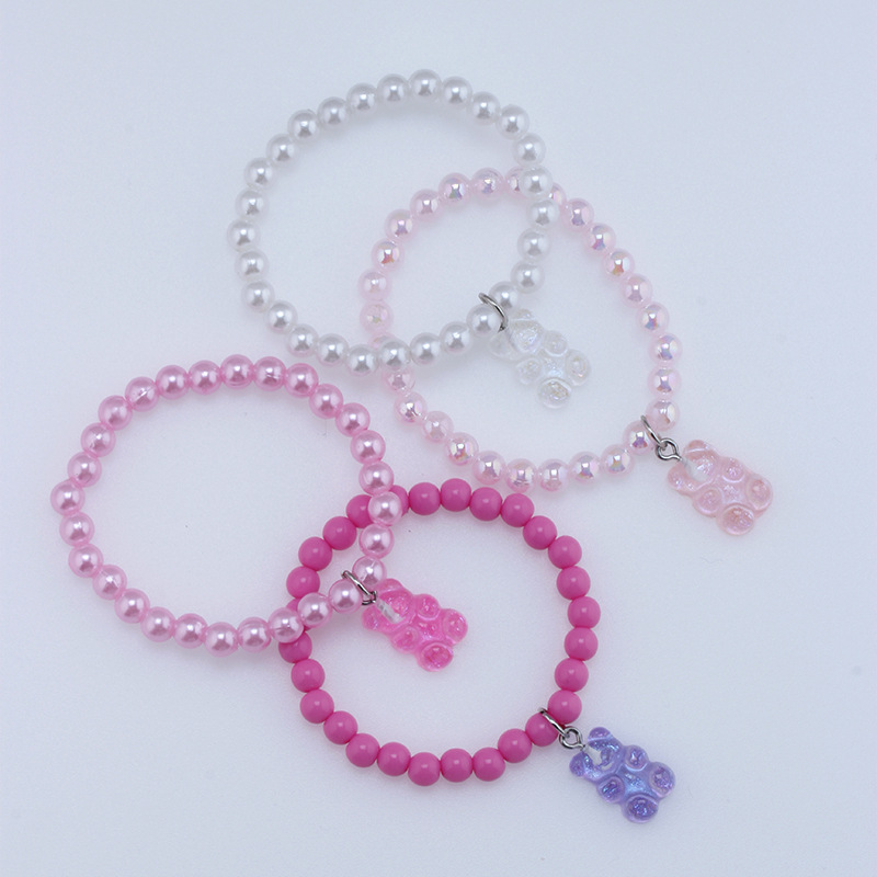 4 Pieces Cute Bear Arylic Beaded Kidu0027S Bracelets