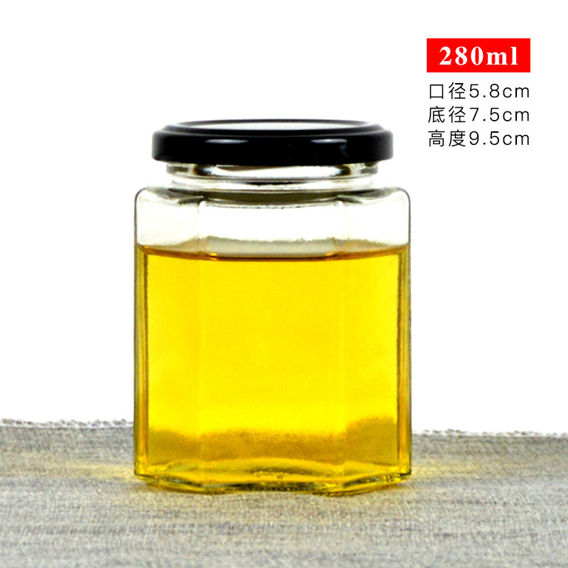 六棱玻璃瓶现货六角蜂蜜瓶子一斤酱菜瓶罐头瓶可蒸煮果酱燕窝瓶|undefined