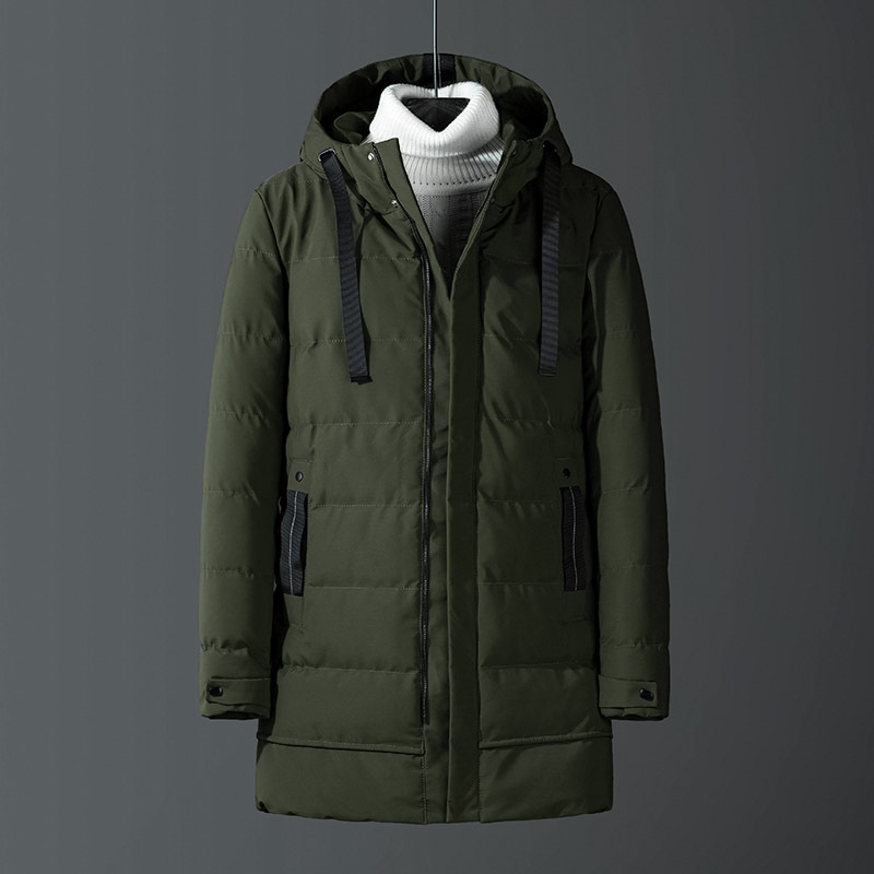 Hooded Thickened Cotton-padded Men's Medium And Long Cotton-padded Jacket Men's Large_viptrois.com