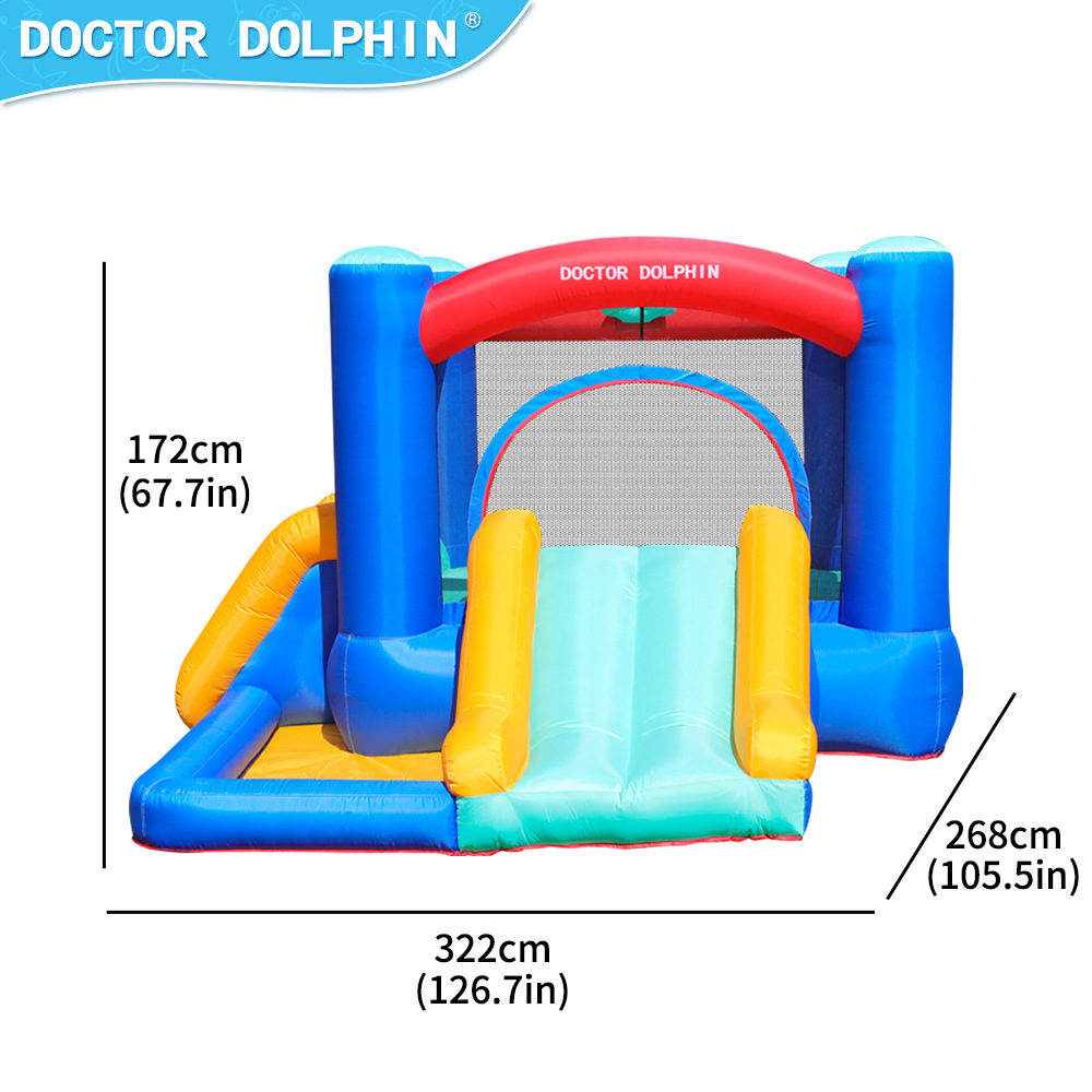 Castillo inflable pequeño Doctor Dolphin para uso doméstico, tobogán de trampolín interior, juguete para fiestas infantiles, castillo inflable.
