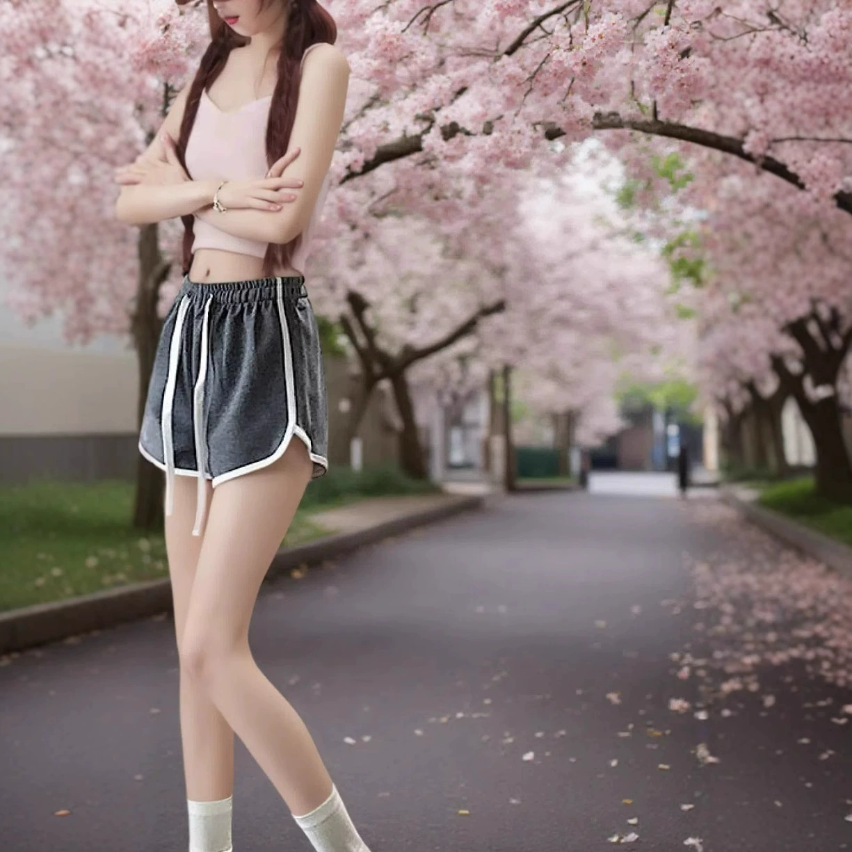 Новые спортивные шорты на шнуровке в повседневном стиле Cross-border 2025 с нишевым дизайном в тон, шорты с высокой талией, эксклюзивно для внешней торговли