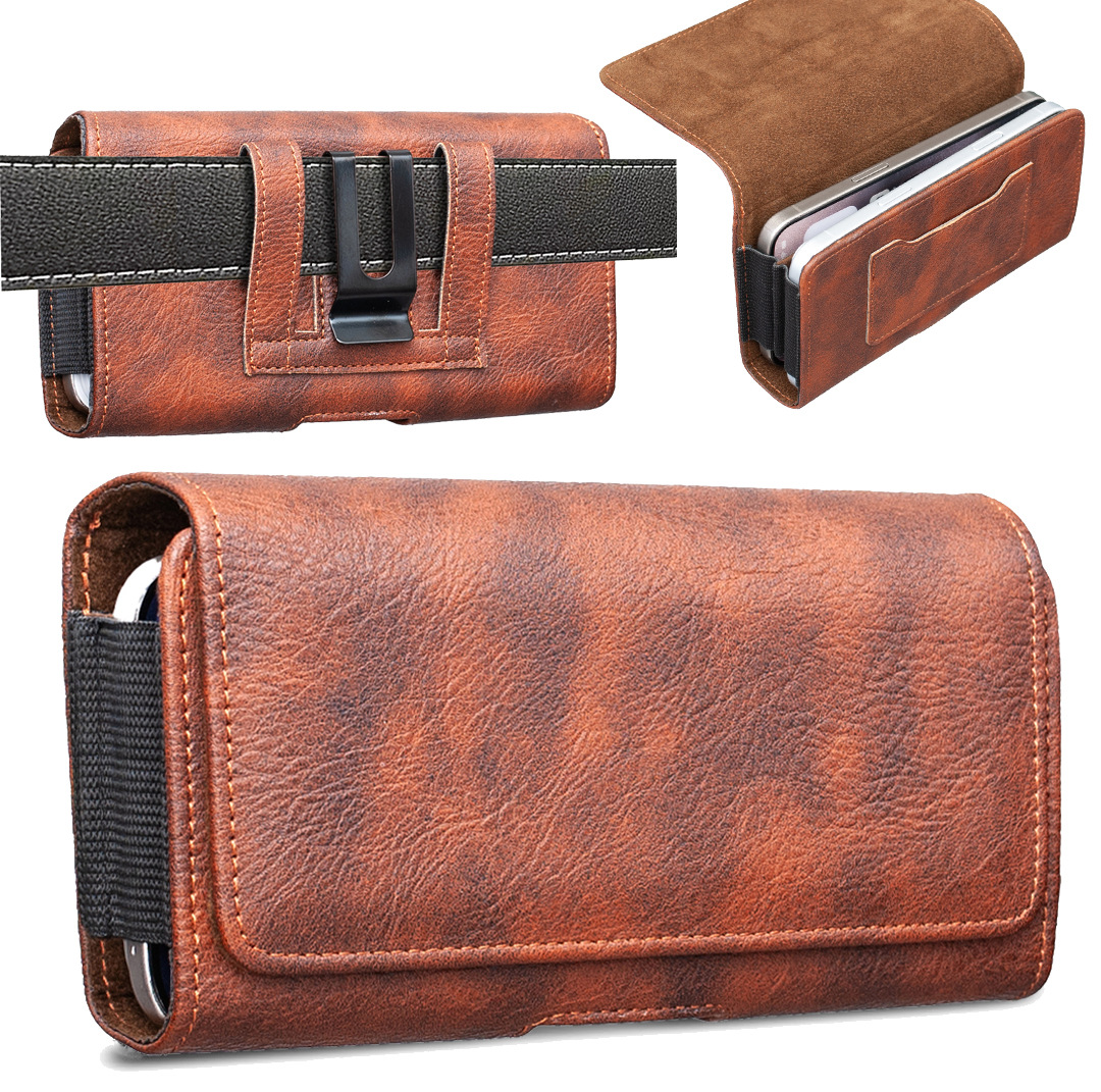 BFB23 New Model 7.0inch Rhino Pattern Horizontal Black Double-Layer Universal Protective Case Black/Brown