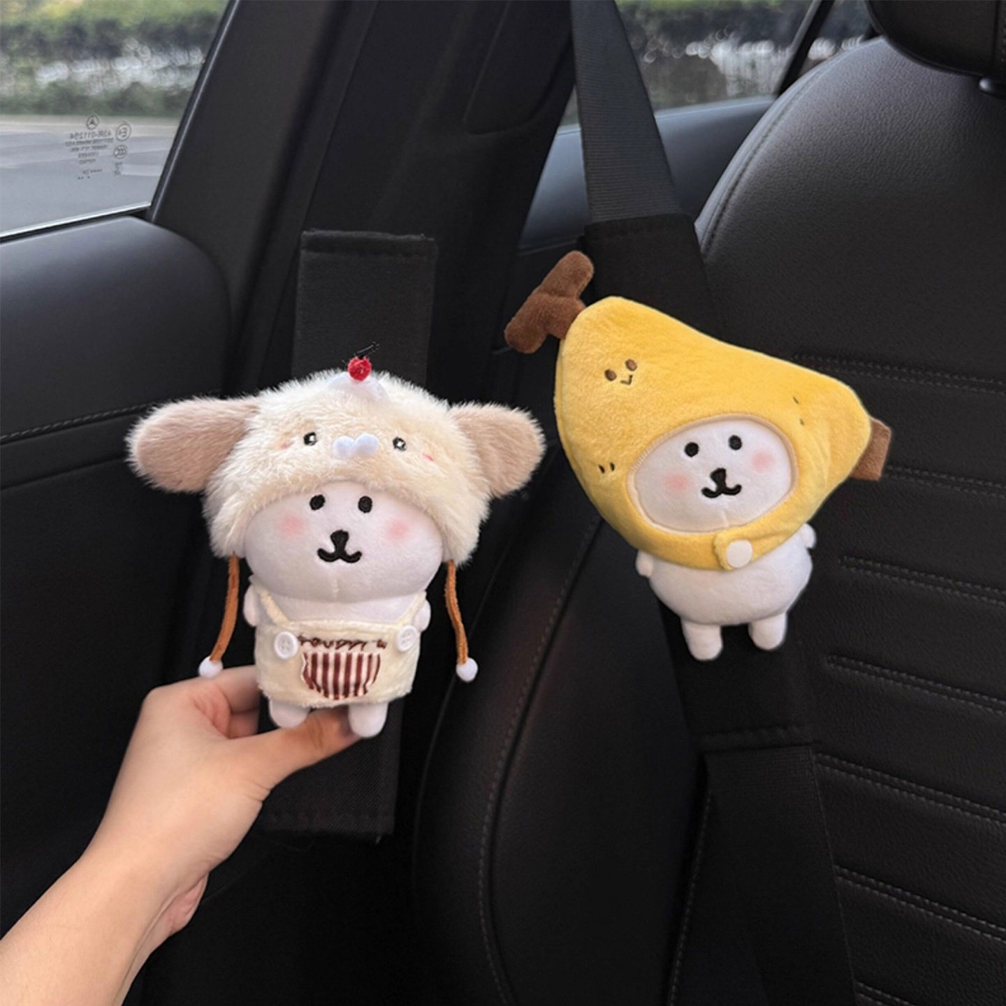 Self-deprecating Bear Car Seatbelt Shoulder Pad Cartoon Cute Car Anti-Strangling Protective Cover Car Accessories Decoration