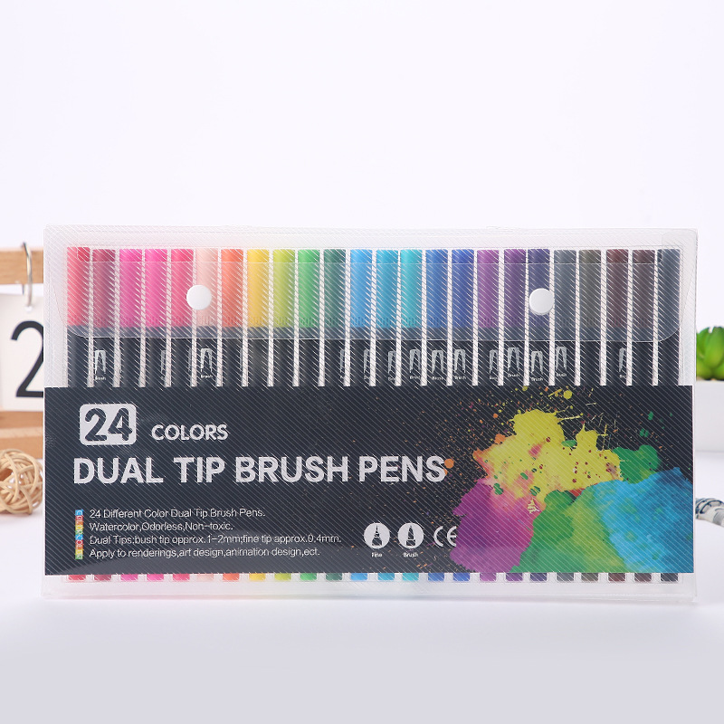Amazon caliente negro Barra de doble cabeza marcador acuarela pluma estudiante color gancho línea cepillo arte especial traje lote