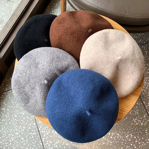 High quality/Australian wool beret, not easy to pill, Korean version solid color retro painter's hat for girls/good fit