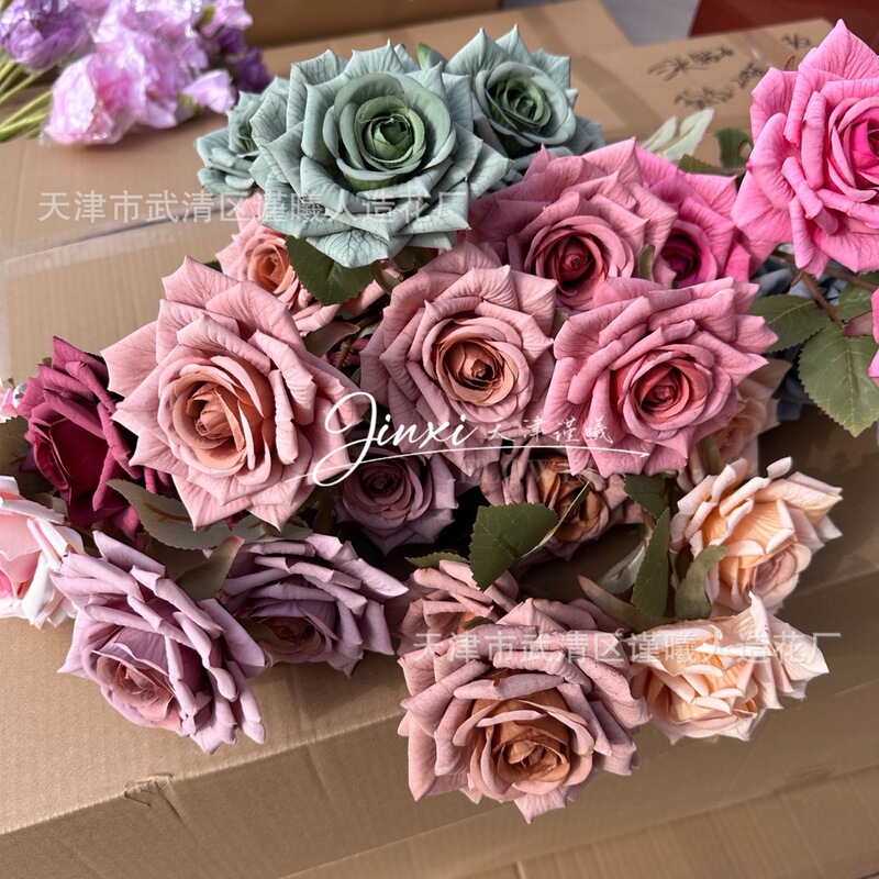 Rose Flower Manta Rose European-Style Silk Flower Handmade Flower Wedding Hall Decoration Aisle Flower Arrangement Home Decoration