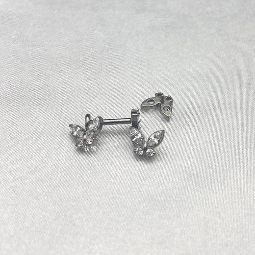 Titanium Brocade Piercing Jewelry F136 Titanium Alloy Zircon Butterfly Earrings Lip Nails 16G Temperament Ear Bone Nails Earrings Wholesale