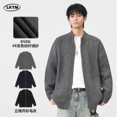 LKTM男装 秋冬开衫立领拉链针织衫毛衣男韩版慵懒风休闲外套上衣