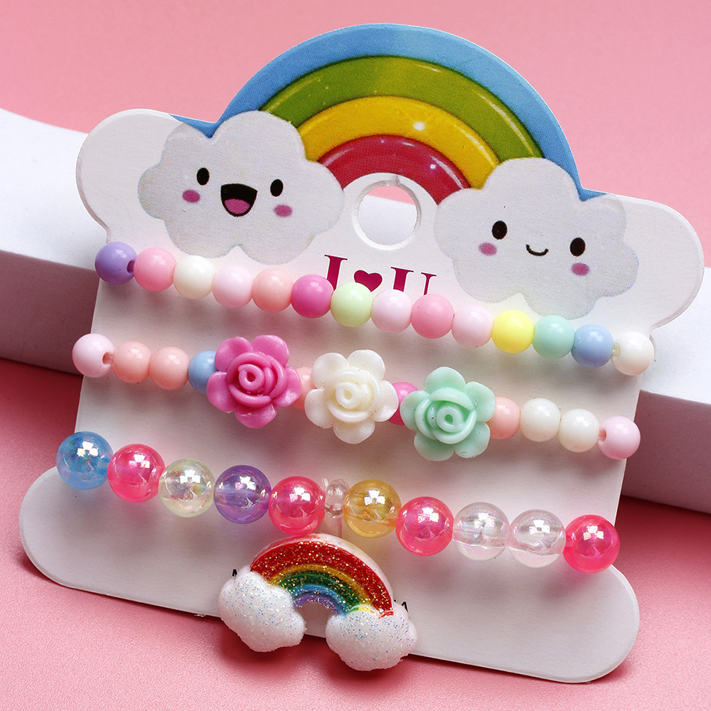 1 Set Sweet Rainbow Arylic Girlu0027S Bracelets