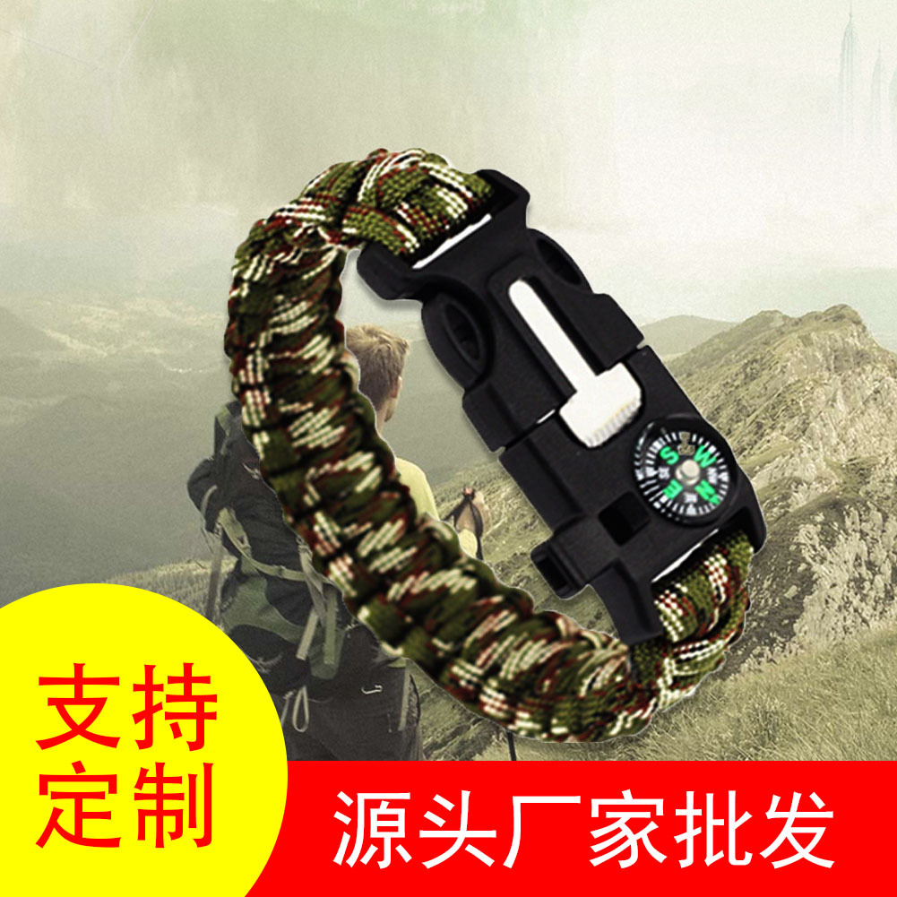 도움 생존을위한 야외 캠핑 생존 장비 7 코어 우산 로프 짠 팔찌 팔찌 팔찌 짠 재고