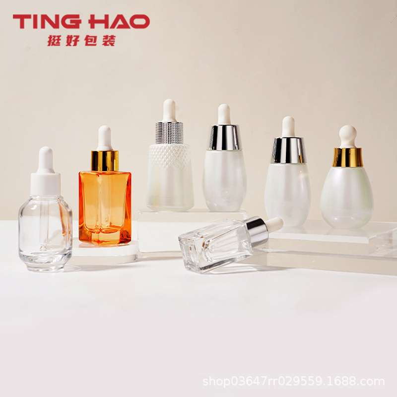 透明玻璃护肤品抗皱紧致精华液滴管瓶30ml多样式瓶型颜色可定制款